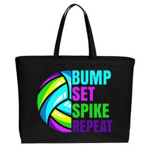 Volleyball Bump Set Spike Repeat Blue Purple Cotton Canvas Jumbo Tote