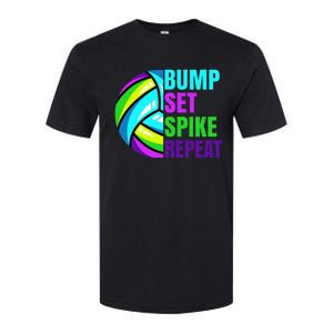 Volleyball Bump Set Spike Repeat Blue Purple Softstyle CVC T-Shirt