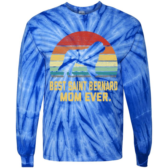 Vintage Best Saint Bernard Mom Ever Funny Gift Tie-Dye Long Sleeve Shirt