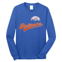 Vintage Baltimore Skyline Retro Game Day Baseball Gift Long Sleeve Shirt