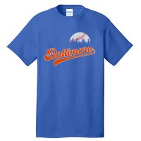 Vintage Baltimore Skyline Retro Game Day Baseball Gift Tall T-Shirt