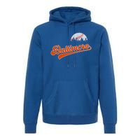 Vintage Baltimore Skyline Retro Game Day Baseball Gift Premium Hoodie