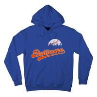 Vintage Baltimore Skyline Retro Game Day Baseball Gift Tall Hoodie