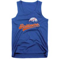 Vintage Baltimore Skyline Retro Game Day Baseball Gift Tank Top