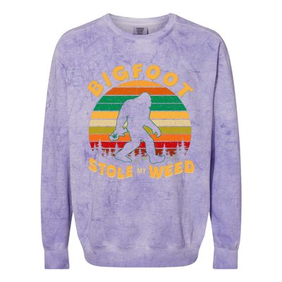 Vintage Bigfoot Stole My Weed 420 Marijuana Colorblast Crewneck Sweatshirt