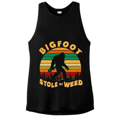 Vintage Bigfoot Stole My Weed 420 Marijuana Ladies PosiCharge Tri-Blend Wicking Tank