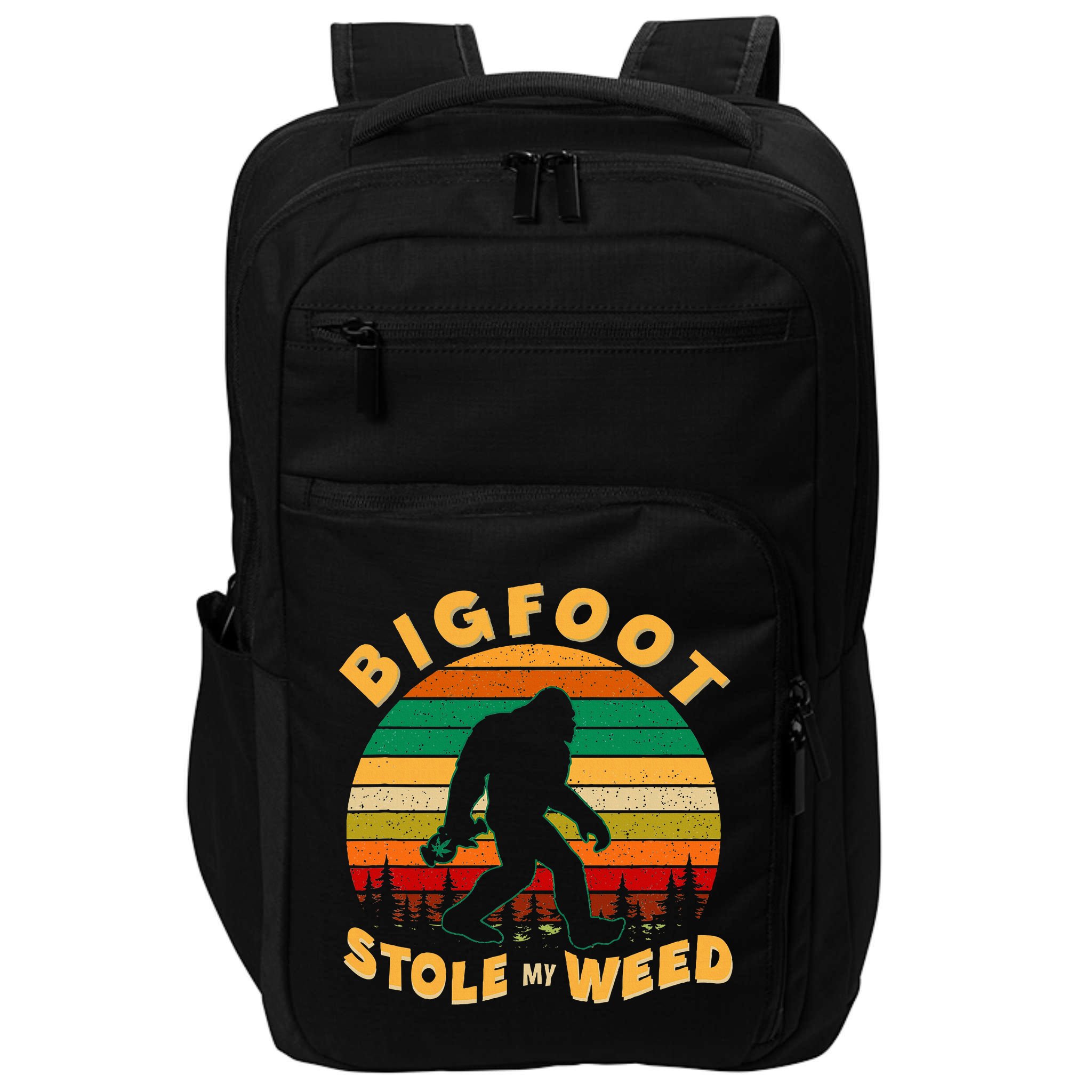 Vintage Bigfoot Stole My Weed 420 Marijuana Impact Tech Backpack