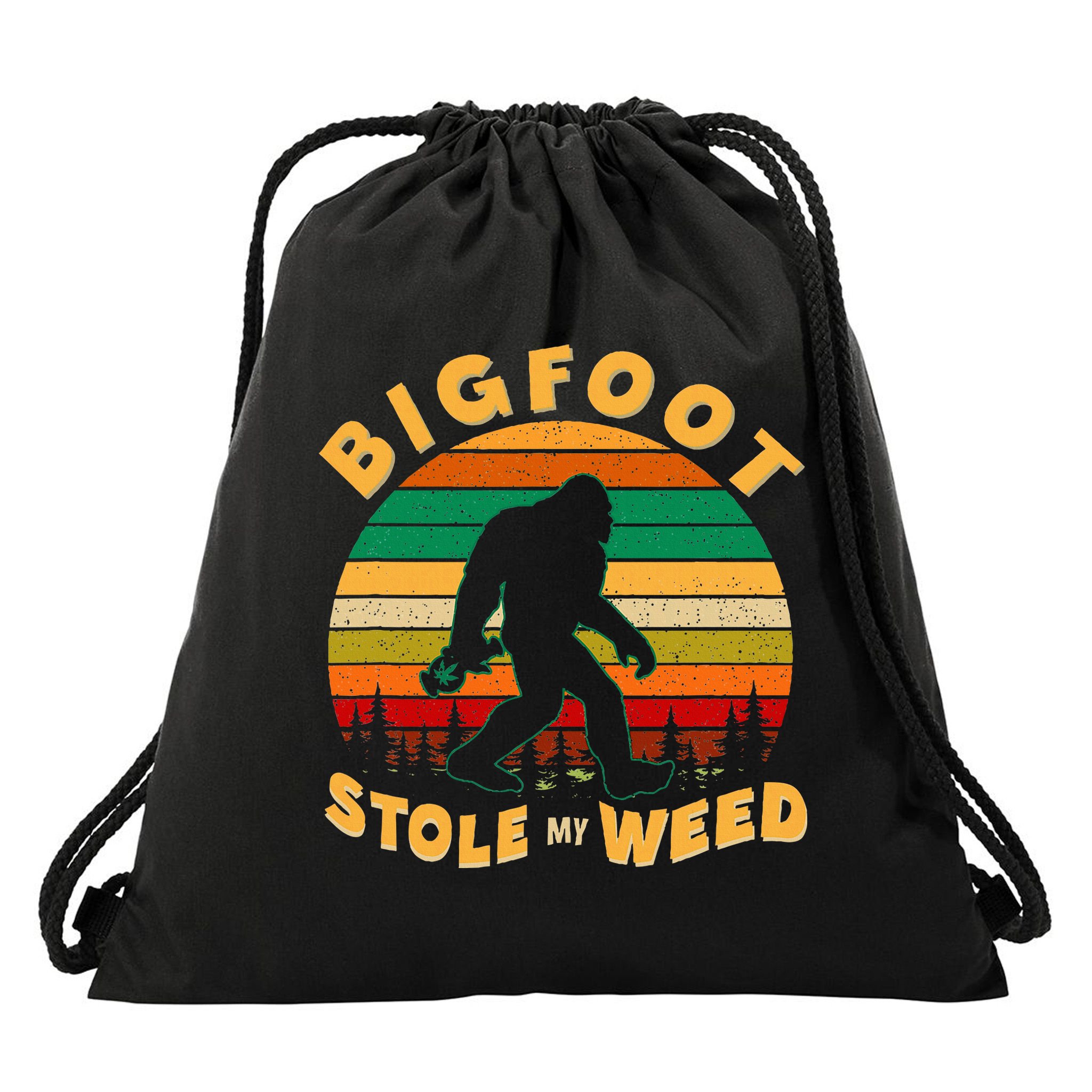 Vintage Bigfoot Stole My Weed 420 Marijuana Drawstring Bag