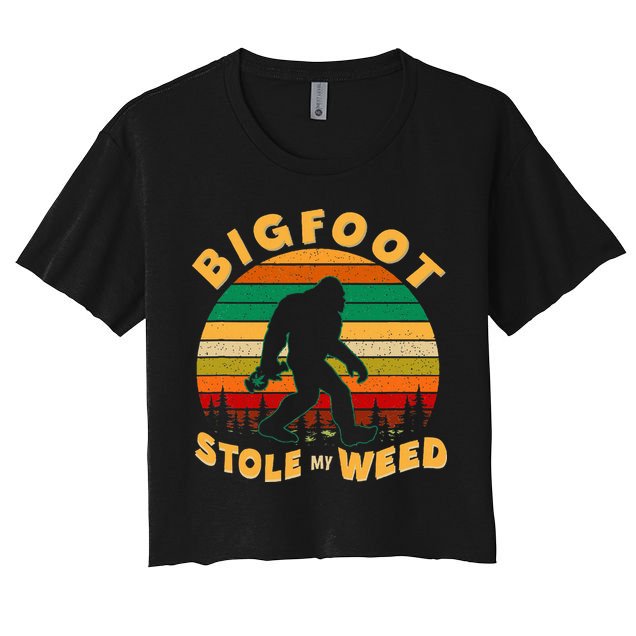 Vintage Bigfoot Stole My Weed 420 Marijuana Crop Top