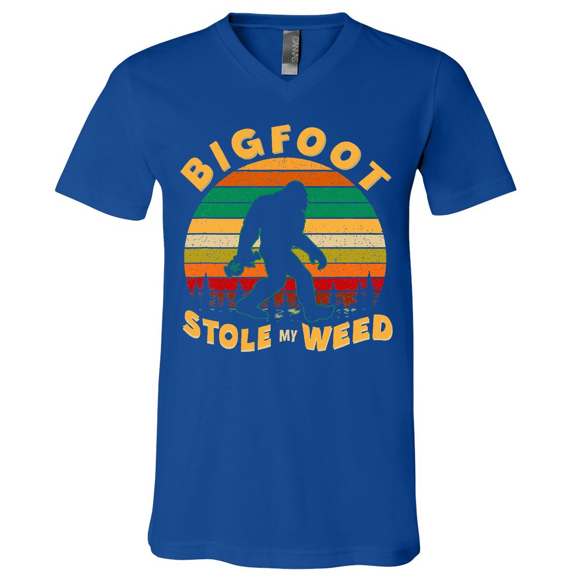 Vintage Bigfoot Stole My Weed 420 Marijuana V-Neck T-Shirt