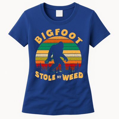 Vintage Bigfoot Stole My Weed 420 Marijuana Womens T-Shirt