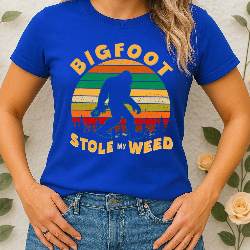 Vintage Bigfoot Stole My Weed 420 Marijuana Womens T-Shirt
