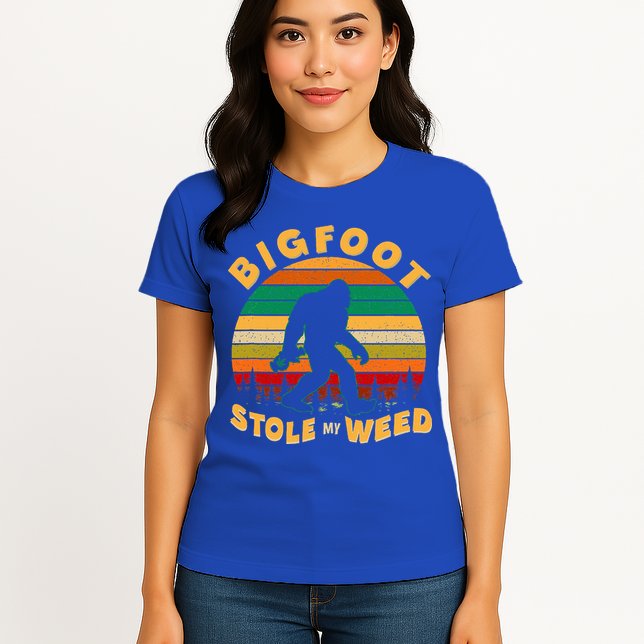 Vintage Bigfoot Stole My Weed 420 Marijuana Womens T-Shirt