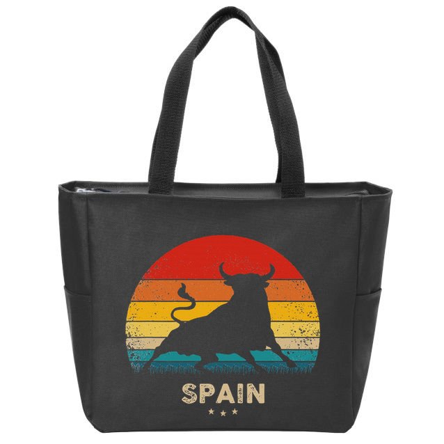 Vintage Bull Silhouette Spain Zip Tote Bag