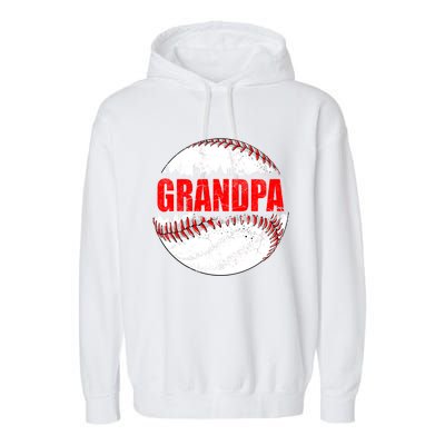 Vintage Baseball Softball Lover Grandpa Fathers Day Cute Gift Garment-Dyed Fleece Hoodie