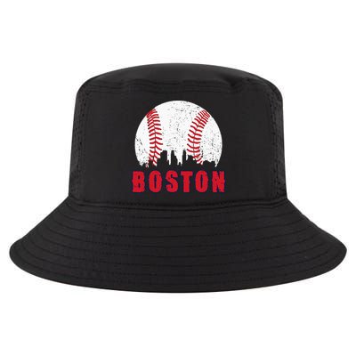Vintage Boston Skyline Baseball Throwback For Red Game Day Cool Comfort Performance Bucket Hat