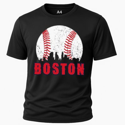 Vintage Boston Skyline Baseball Throwback For Red Game Day Performance Shirt