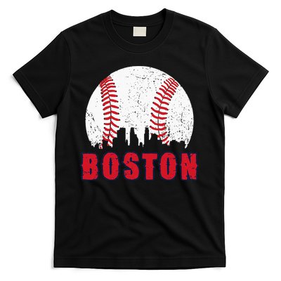 Vintage Boston Skyline Baseball Throwback For Red Game Day T-Shirt
