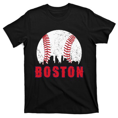 Vintage Boston Skyline Baseball Throwback For Red Game Day T-Shirt