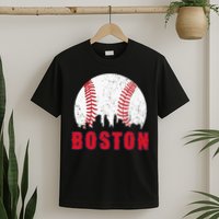 Vintage Boston Skyline Baseball Throwback For Red Game Day T-Shirt