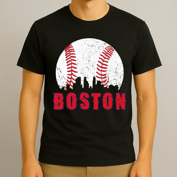 Vintage Boston Skyline Baseball Throwback For Red Game Day T-Shirt