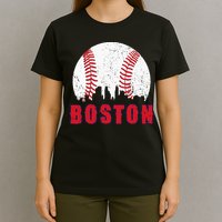 Vintage Boston Skyline Baseball Throwback For Red Game Day T-Shirt