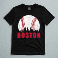 Vintage Boston Skyline Baseball Throwback For Red Game Day T-Shirt