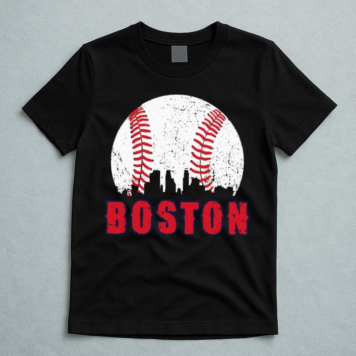 Vintage Boston Skyline Baseball Throwback For Red Game Day T-Shirt
