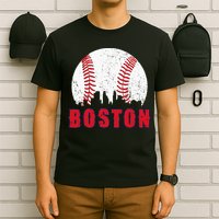 Vintage Boston Skyline Baseball Throwback For Red Game Day T-Shirt