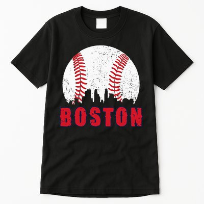 Vintage Boston Skyline Baseball Throwback For Red Game Day Tall T-Shirt