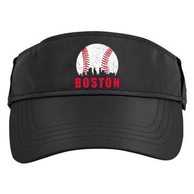 Vintage Boston Skyline Baseball Throwback For Red Game Day Adult Drive Performance Visor