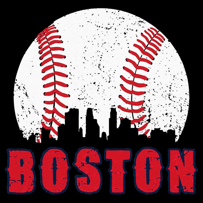 Vintage Boston Skyline Baseball Throwback For Red Game Day Bucket Hat