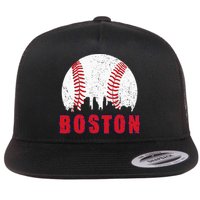 Vintage Boston Skyline Baseball Throwback For Red Game Day Flatbill Hat