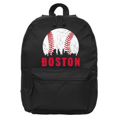 Vintage Boston Skyline Baseball Throwback For Red Game Day 16 in Basic Backpack