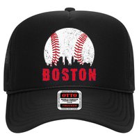 Vintage Boston Skyline Baseball Throwback For Red Game Day Trucker Hat