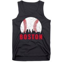 Vintage Boston Skyline Baseball Throwback For Red Game Day Tank Top