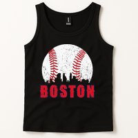 Vintage Boston Skyline Baseball Throwback For Red Game Day Tank Top