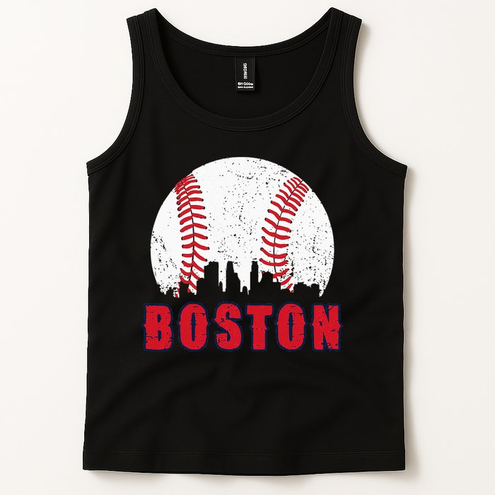 Vintage Boston Skyline Baseball Throwback For Red Game Day Tank Top