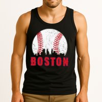 Vintage Boston Skyline Baseball Throwback For Red Game Day Tank Top