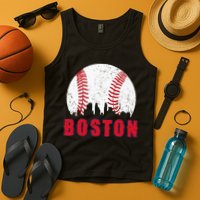 Vintage Boston Skyline Baseball Throwback For Red Game Day Tank Top