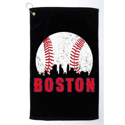 Vintage Boston Skyline Baseball Throwback For Red Game Day Golf Towel
