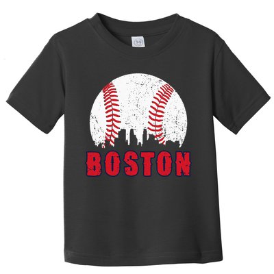 Vintage Boston Skyline Baseball Throwback For Red Game Day Toddler T-Shirt