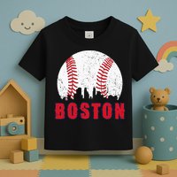 Vintage Boston Skyline Baseball Throwback For Red Game Day Toddler T-Shirt