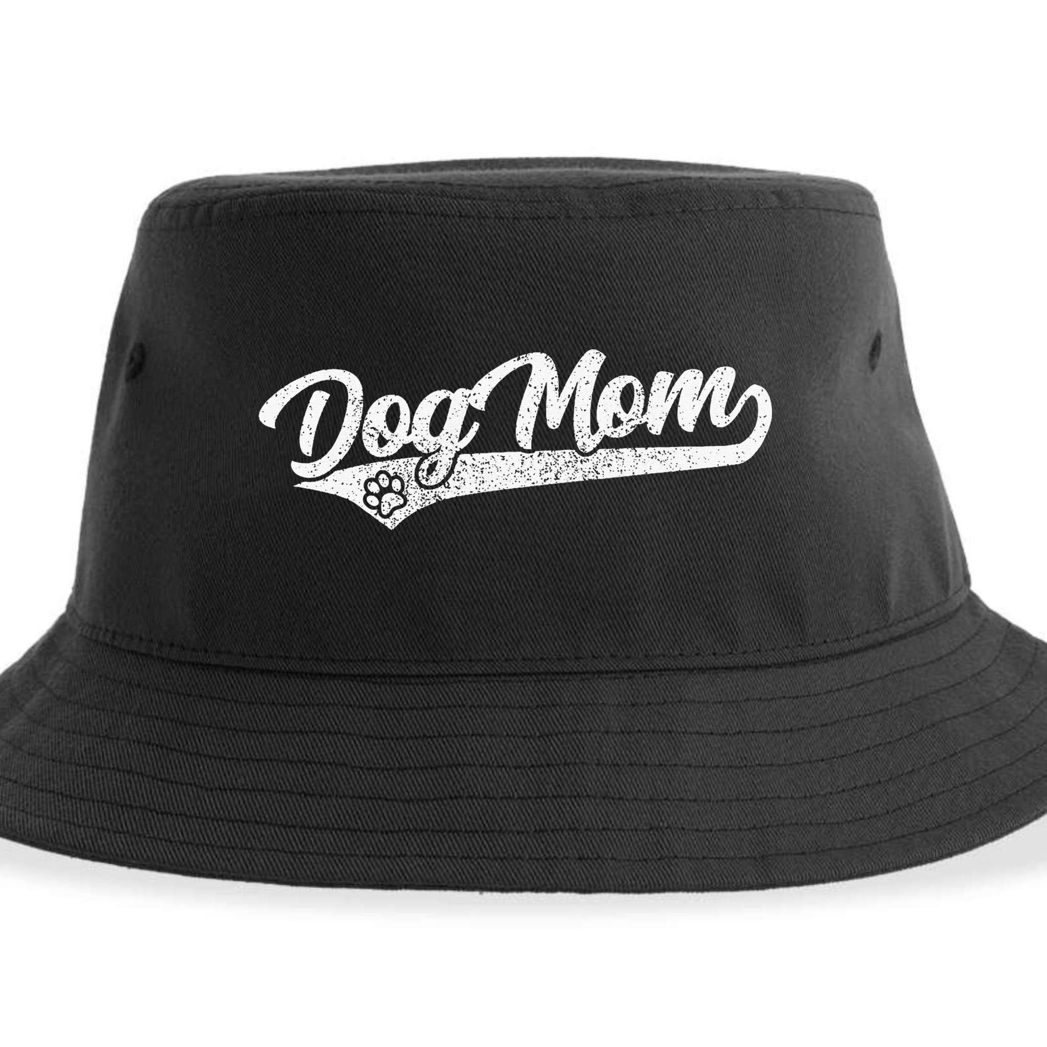 Vintage Baseball Style Retro Distressed Dog Mom Sustainable Bucket Hat