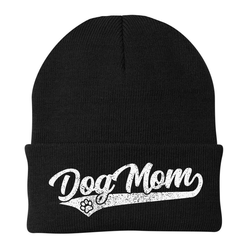 Vintage Baseball Style Retro Distressed Dog Mom Beanie