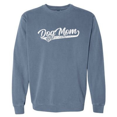 Vintage Baseball Style Retro Distressed Dog Mom Garment-Dyed Sweatshirt