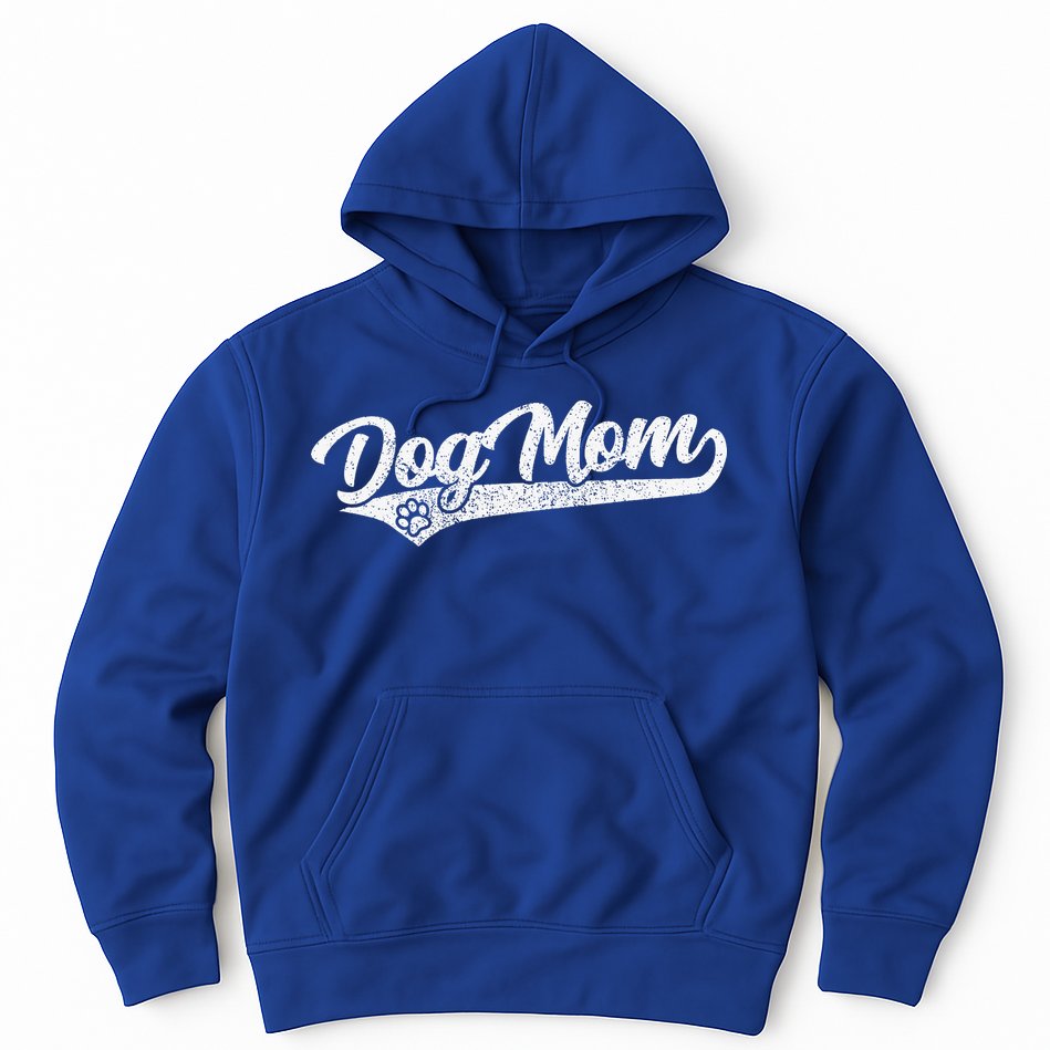 Vintage Baseball Style Retro Distressed Dog Mom Hoodie