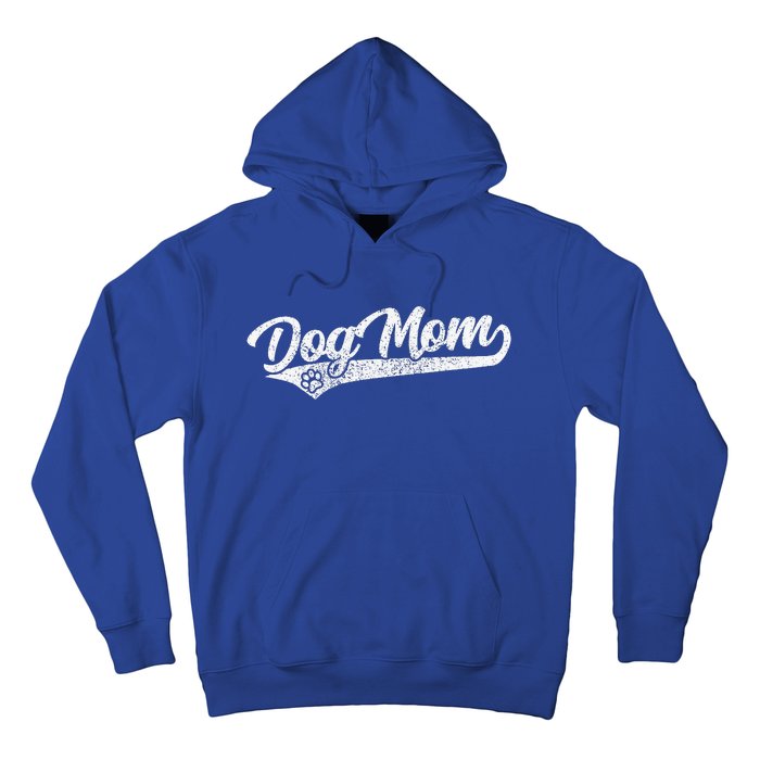 Vintage Baseball Style Retro Distressed Dog Mom Hoodie