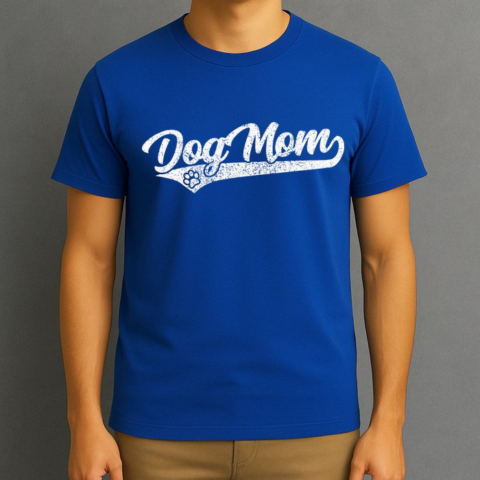 Vintage Baseball Style Retro Distressed Dog Mom T-Shirt