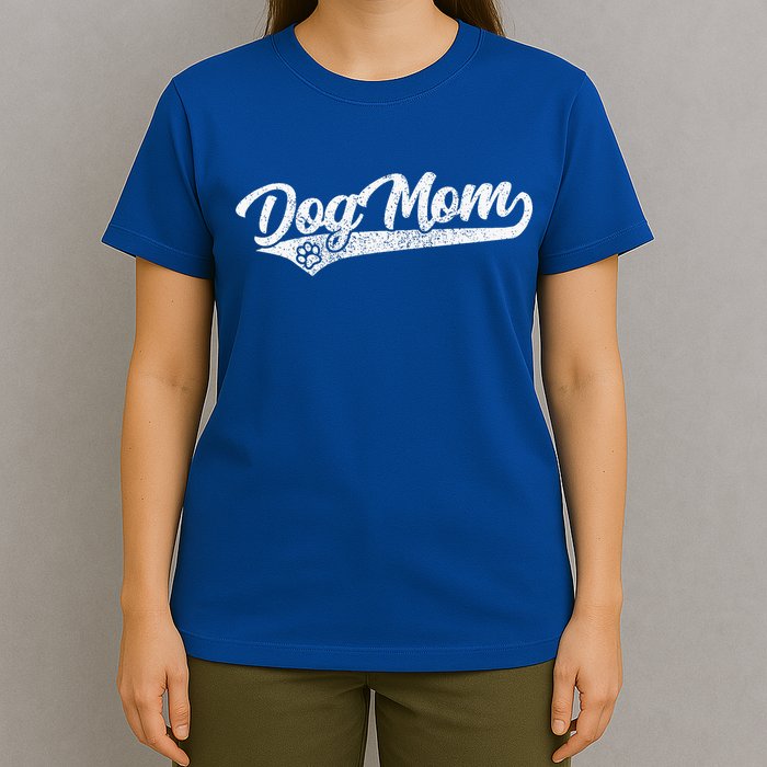 Vintage Baseball Style Retro Distressed Dog Mom T-Shirt